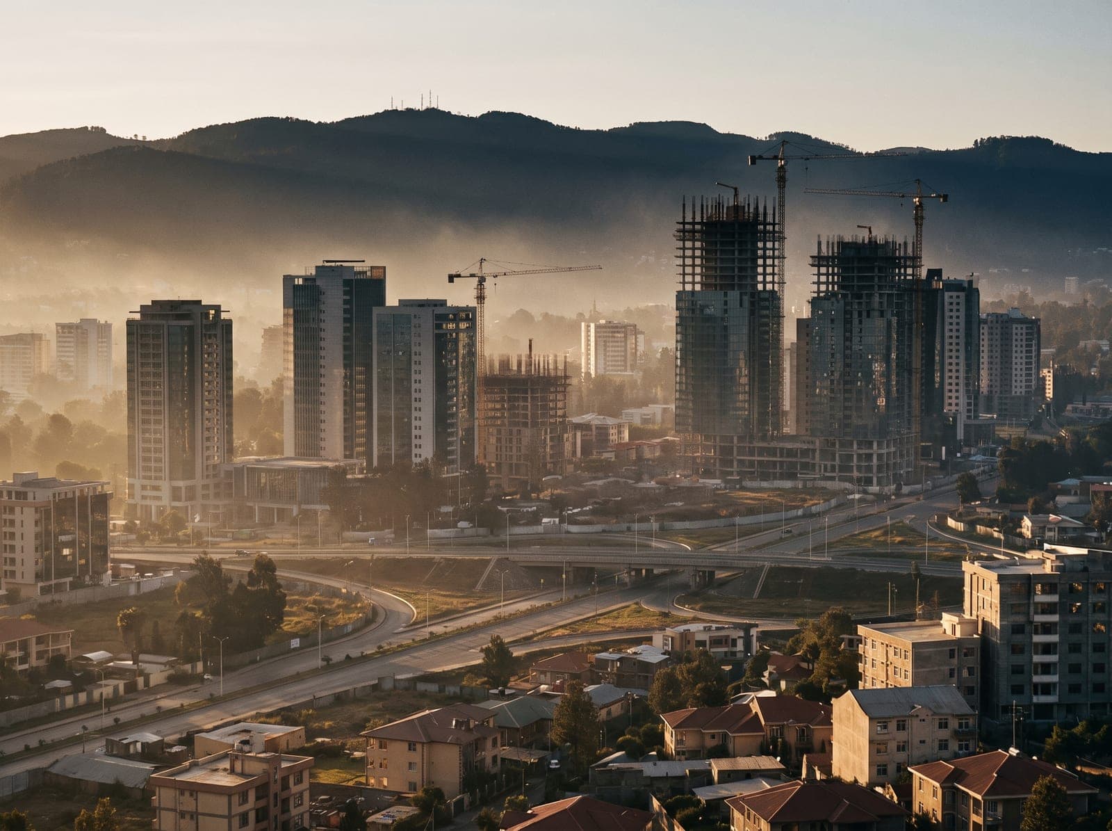 The Addis Ababa skyline against the highlands